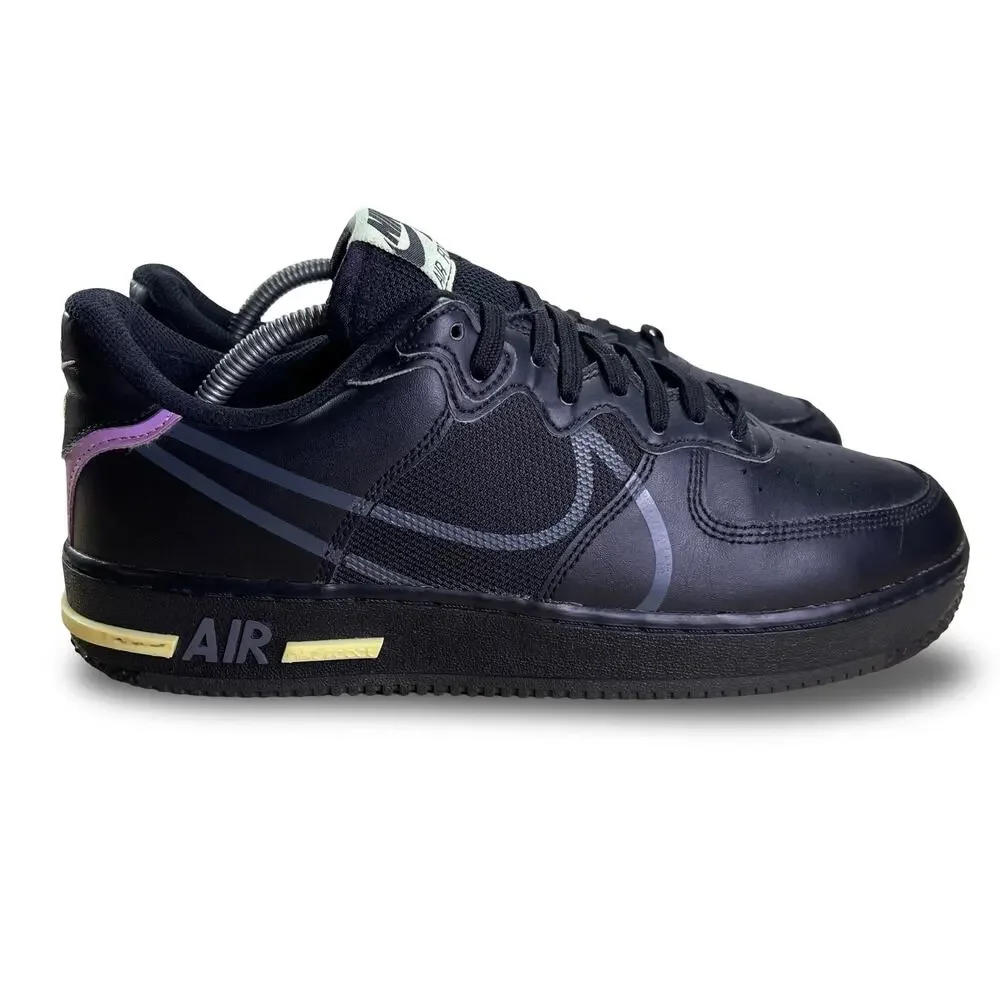 Nike Air Force 1 Black React Violet Star Mens Shoes Size 9.5 Basketball Comfort